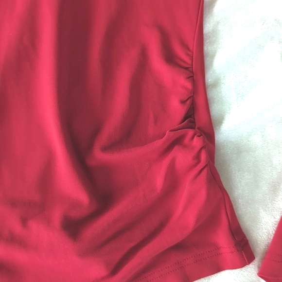 Sculpture Silk Top, silk fitted and ruched, Red.  Size M NWOT - Picture 6 of 9